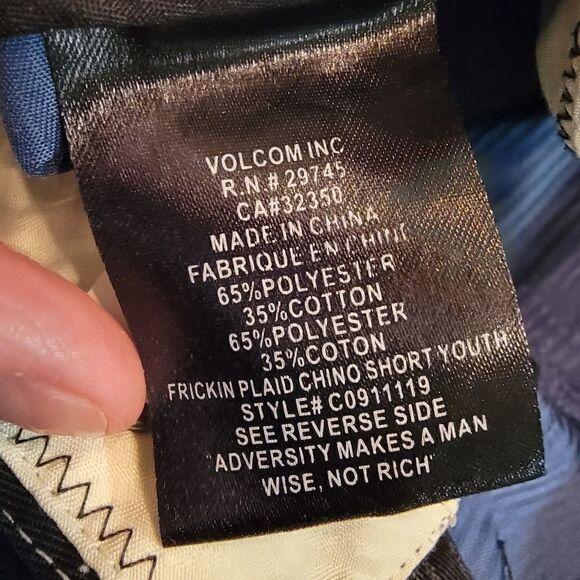 Volcom frickin plaid chino shorts size 12 - Picture 4 of 5